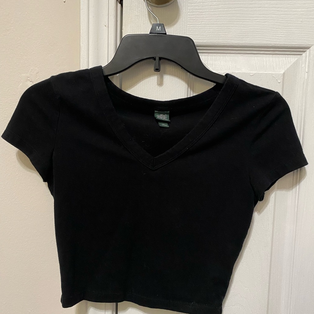 Wild Fable Black V-Neck Crop Top